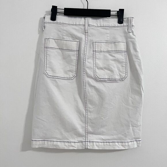 J. Crew Denim White Wash Skirt Front Button Size 27 Streetwear Retro Y2K Jean - Picture 2 of 6